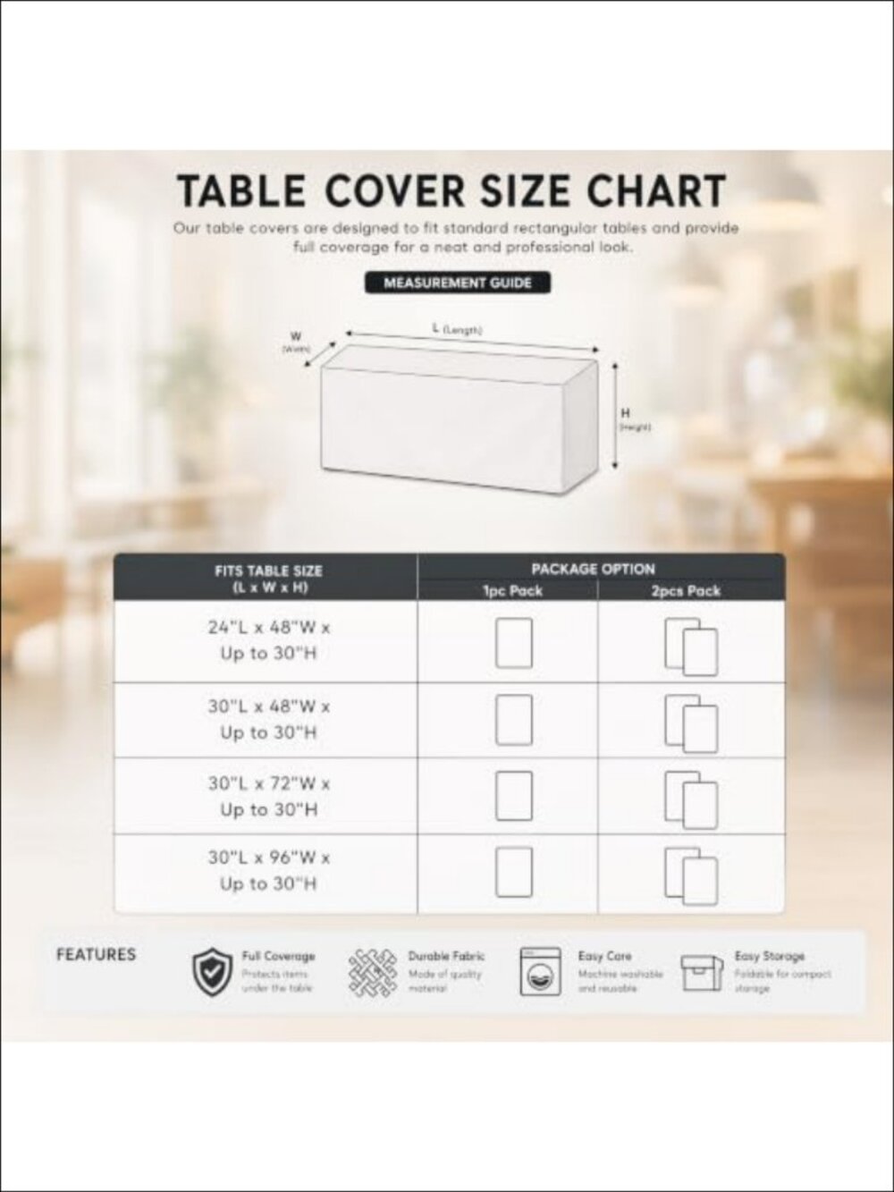 Waterproof Fitted Polyester Tablecloth 6ft Rectangular - Picture 2 of 6
